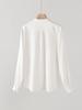 Nova Camisa de Seda Pesada Feminina Elegante Gola de Seda de Amora Camisa Branca Manga Longa Solta Top de Primavera para o Trabalho