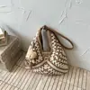 Estilo Preguiçoso Relaxado Grande Capacidade Bolsa Tecida Feminina Verão Férias na Praia Bolsa de Ombro Único Bolsa Tote Tecida de Palha