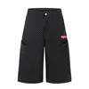 Calça Jeans Capri Estilo Retro Americano com Estampa de Bolinhas por Toda Parte para Homens e Mulheres, Shorts de Trabalho de Verão com Bolso Grande