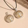 Ágata Cristal Redondo Árbol de la Vida Hueco Joyería Colgante Collar Amazon Ebay Transfronterizo Joyería de Piedra Semipreciosa