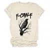 Amazon Ebay Sitio Independiente Moda Única Producto Nuevo para Mujer F-Caw-F Estampado de Águila Cuello Redondo Manga Corta Camiseta