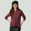 Cárdigan de Cachemira para Mujer 100% Cachemira Pura Otoño Invierno Nuevo Cuello Redondo Borde Enrollado Abotonado Capa Interior Suéter de Punto Abrigo