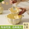 Tazón de fideos instantáneos estilo crema, tazón para sopa, tazón grande de cerámica con doble asa, lindo, ins, de alto valor, para el hogar, tazón para sopa de polvo de caracol, cuchara