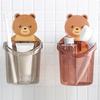 Vaso para Cepillo de Dientes de Oso Estante de Almacenamiento para Baño Vaso para Enjuague Bucal Sin Perforaciones Estante Adhesivo para Pasta de Dientes Almacenamiento de Dibujos Animados Soporte para Cepillos de Dientes