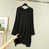 Jersey Modal para Mujer Primavera y Verano con Capucha de Largo Medio Talla Extra Grande Holgado Camiseta de Manga Larga Casual que Cubre el Vientre