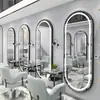 Estação de Espelho de Barbearia Famosa na Internet, Espelho para Salão de Cabeleireiro, Dedicado para Corte de Cabelo, com Luzes LED, Montado na Parede, Lado Único, Design Simples