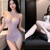 Lencería Sexy, Puro Deseo, Pijama Sexy de Encaje Transparente, Mono de Tirantes Halter sin Espalda, Body Apasionado Puro Deseo