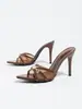 Zapatos de tacón alto transpirables con diamantes de imitación completos, sandalias tipo mula con corazón, para ceñir la cintura, de venta caliente
