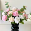 Flor de Rosa Hidratante, Flor Artificial Realista de Alta Gama, Flor Artificial Decoración del Hogar, Fabricante Mayorista de Ramo de Boda