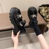 Sapatos Versáteis de Metal Borboleta Franceses para Mulheres Primavera 2026 Novo Bico Redondo Estilo Britânico Sapatos Mary Jane de Solado Grosso
