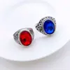 Nuevo Anillo de Vidrio de Colores Atmósfera Exagerada de Comercio Exterior Índice Dedo Joya de Cristal Exportado a Europa y América Joyería Antigua de Plata Retro