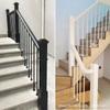 Corrimão de escada de estilo simples moderno, coluna de ferro forjado, guarda-corpo de escada de madeira maciça, corrimão de escada de varanda interna