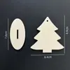 Adorno de Navidad de madera sin terminar en blanco DIY etiqueta de árbol de Navidad de madera en blanco con base de cuerda