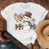 Nuevo Mayoreo Feliz Navidad Árbol de Navidad Papá Noel Simple Media Manga Casual Dibujos Animados Blanco Camiseta Manga Corta Mujer