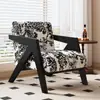 Silla Richard Estilo Chino Sofá Individual para Sala de Estar Silla de Sofá de Diseñador Balcón Retro Francés Ocio Silla de Sofá de Madera Maciza