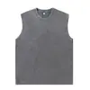 Exclusivo para ventas transfronterizas: 230g lavado desgastado cuello redondo sin mangas verano nuevo casual versátil moda corte holgado