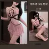 Lencería Original con Atrevido Diseño Hueco, No Necesita Quitarse, Falda Corta Irregular con Cadena de Perlas, Cheongsam Estilo Puro Deseo 8005