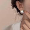  Hebilla de oreja de bola esmerilada cepillada de plata de ley s925 para mujer, estilo Ins, otoño e invierno, nuevo diseño nicho, pendientes de alta gama de industria pesada