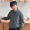 Aimobeibei 2025 Invierno Suéter Retro Grueso con Solapa para Niños Cardigan de Punto Cálido de Lana de Alpaca a la Moda para Niños