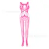 Lencería Sexy Europea y Americana Talla Grande Negra Espalda Descubierta con Cortes de Malla Body Completo Jacquard W386