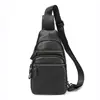 Bolso de pecho de cuero de vaca de primera capa para hombre, para deportes y ocio, de un solo hombro, bandolera para el pecho, cuero