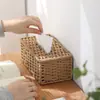 Caja de Extracción de Servilletas de Papel Tejido de Mimbre Artificial Hecha a Mano para Cajón Caja de Pañuelos para Baño de B&B Caja de Almacenamiento de Papel a Prueba de Polvo