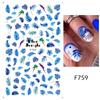 Fornecimento Transfronteiriço Adesivo de Cola para Unhas Estilo Ins Ondulação Abstrata Flor Natural Folha Decalque de Simulação para Unhas