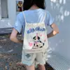 Mochila con Cordón de Dibujos Animados de Conejito Retro Original Bolsa de Lona de Gran Capacidad para Mujer Nueva 2025 Mochila de Viaje para Estudiante