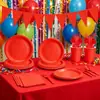 En Stock Decoración de Fiesta de Cumpleaños Temática Roja Vajilla Desechable Platos de Papel, Cuchillos, Tenedores, Cucharas, Manteles y Suministros