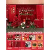 Cortina roja de compromiso estilo coreano, juego de decoración para el hogar para el hotel de la novia, adornos de alta gama, simples y elegantes