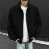 Casaco preto de gola pesada masculino outono e inverno estilo americano solto high street cardigan suéter primavera all-match top