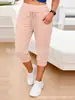 Calças cortadas transfronteiriças europeias e americanas desejam Amazon Fashion Cor sólida Esportes Yoga Cordão Calças casuais com cadarço Mulheres