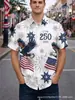 Camisa Havaiana Masculina EUA 250º Aniversário 1776-2026 Moda Verão Camisa Patriótica Retrô Fonte de Suprimento