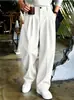 Pantalones de lino para hombre de alta calidad, transfronterizos, estilo retro americano, plisados, de pierna ancha, con un corte suelto y casual y un diseño de pierna recta, lo que los hace versátiles para varios atuendos.