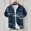 Camisa Hawaiana con Estampado de Vida Marina Transfronteriza para Hombre de Verano Transpirable de Manga Corta Absorbente de Sudor Solapa Transpirable y Absorbente de Sudor