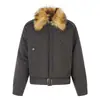 Chaqueta de algodón con cuello de pelo desmontable para hombre, holgada, casual, de alta calle, marca de moda, diseño con carácter, bolsillo, abrigo de algodón, chaqueta de invierno