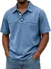 Comercio exterior transfronterizo sitio independiente de Amazon Y2 nueva moda masculina color liso retro manga corta cuello camisero polo para hombre