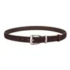Cinturón de Cuero Genuino Gamuzado Negro para Mujer con Hebilla de Pin Plateada Decorativa, Estilo Lujo Ligero, Adecuado para Vestidos y Pantalones, Disponible en Stock para Venta Directa