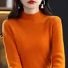 Suéter de Punto de Manga Larga Versátil de Color Sólido, Jersey Casual Simple de Moda con Cuello Alto, Nuevo para Mujer, Otoño e Invierno, Transfronterizo