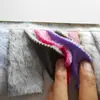Atacado em Estoque Pelo Falso de Coelho com Efeito Descolorido, Pelúcia Longa Bicolor de Veludo PV para Materiais de Vestuário e Calçados