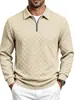 Comercio electrónico transfronterizo otoño/invierno camisa polo de jacquard a cuadros para hombre con media cremallera, suéter casual para hombre