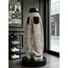 Jeans retrô americano com estampa de leopardo no bolso frontal, listras diagonais, unissex, caimento solto, perna larga, perna curva, calça comprida casual, moderno