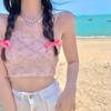 Deseo Puro Chica Rosa Belleza Espalda Envolvente Pecho Encaje Tridimensional Tirante Tubo Top Sin Aro de Acero Ropa Interior Tirante para Mujer