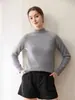 Suéter de cachemira suave para mujer, de punto, con cuello medio alto de doble hilo, estilo simple y versátil, mangas raglán, suéter base adelgazante