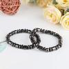 Pulsera de piedras biliares negras transfronterizas, pulsera magnética con imán, pulsera elástica de cuentas simples, cuentas negras, joyería de terapia magnética al por mayor