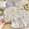 Traje Floral de Tirantes de Verano para Niños 2025 Falda sin Mangas para Niñas Estilo Princesa Perezosa Delgada Estilo Dibujo Animado