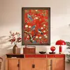 Puntada de Cruz Vintage Estilo Francés Nuevo Diseño 2025: Pájaros Felices en las Ramas para Sala de Estar, Comedor y Vestíbulo en Nuevo Estilo Chino con Flores de Ciruelo y Urracas