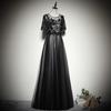 Vestido de Noche Sencillo y Elegante para Fiestas, Nuevo Estilo 2026, Negro Adelgazante Elegante Vestido Largo de Actuación para Director de Coro