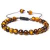 Pulsera Ajustable Tejida de Piedra Ojo de Tigre Natural Transfronteriza para Mujer, Cuentas de Piedra Semipreciosa, Pulsera de Energía con Cuentas