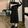 Saia Preta Plissada de Veludo Dourado Feminina Outono e Inverno Midi Reta Cintura Alta Emagrecedora Saia Plissada Saia de Quadril
